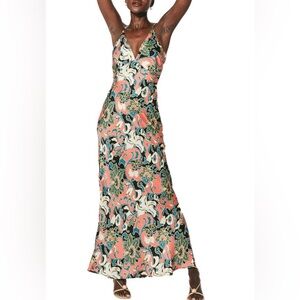 CLEOBELLA Cadence Floral Printed Ankle Dress V Neck Maxi Sz M